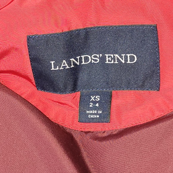 Land's End Puffer Vest Womens XS Red Zip Down Feathers Collar Pockets Lined - Picture 2 of 10